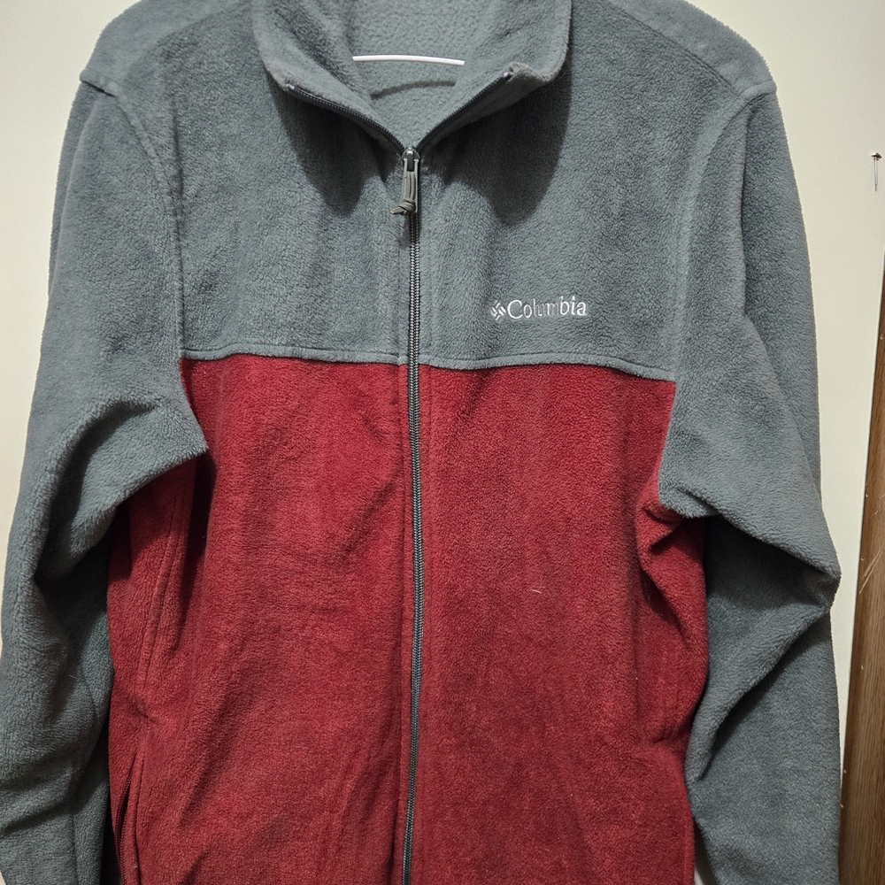 Mens Columbia Two-Tone Performance Jacket Red/Gray Size Mediun